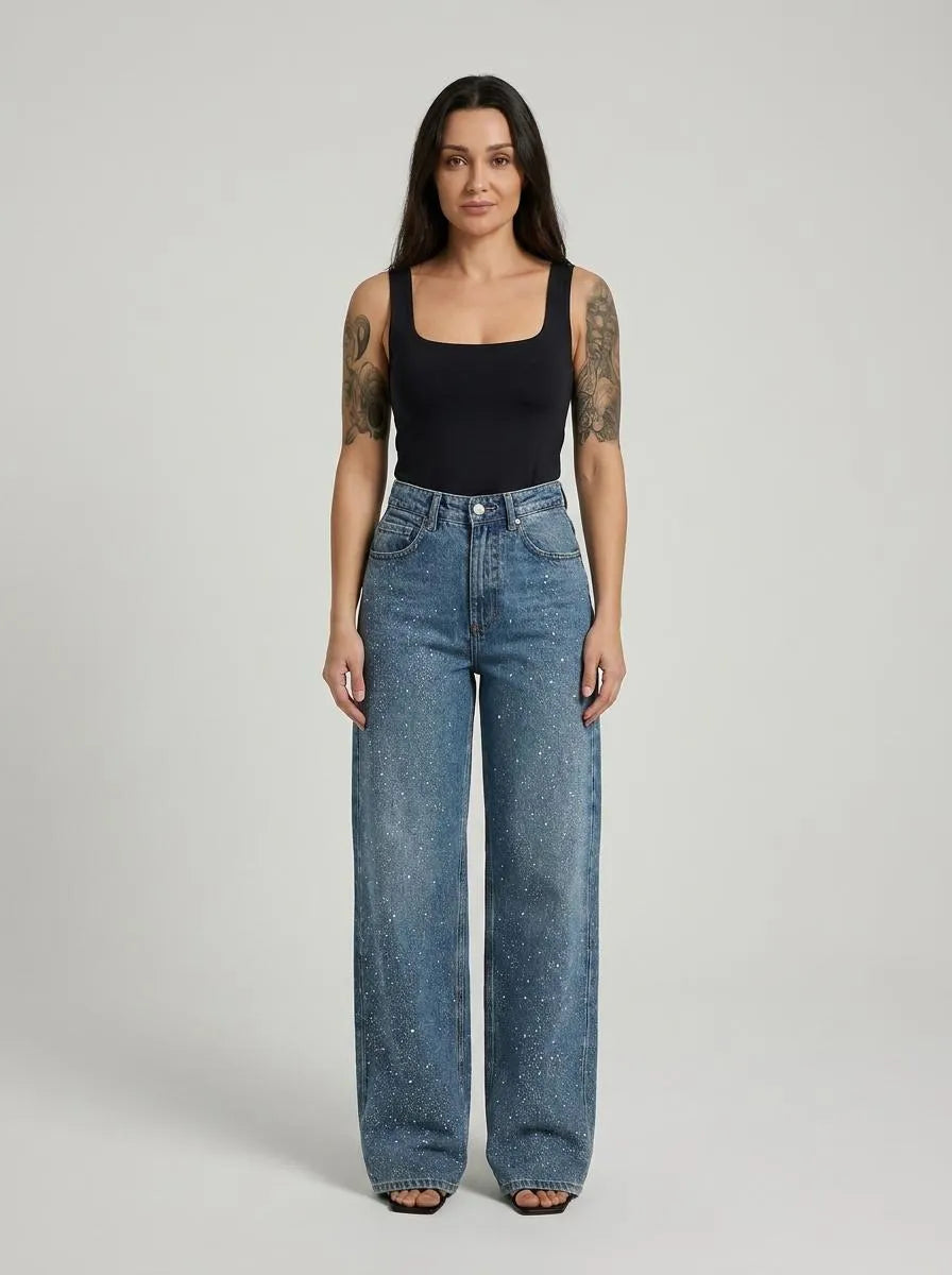 Bella Novelle Jeans Glitter Wide Leg - vooraanzicht