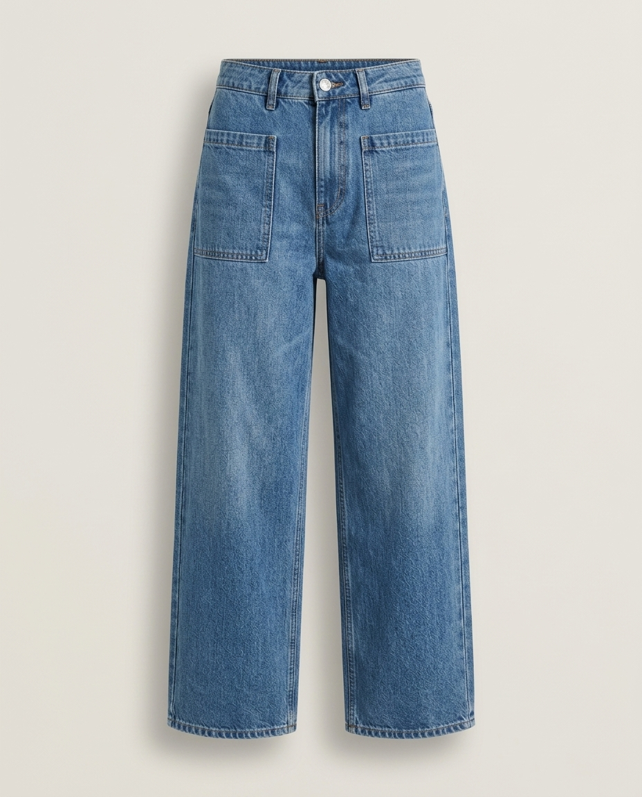 Bella Novelle jeans met opgezette zakken in blauw, productfoto