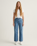 Bella Novelle jeans met opgezette zakken in blauw, vooraanzicht
