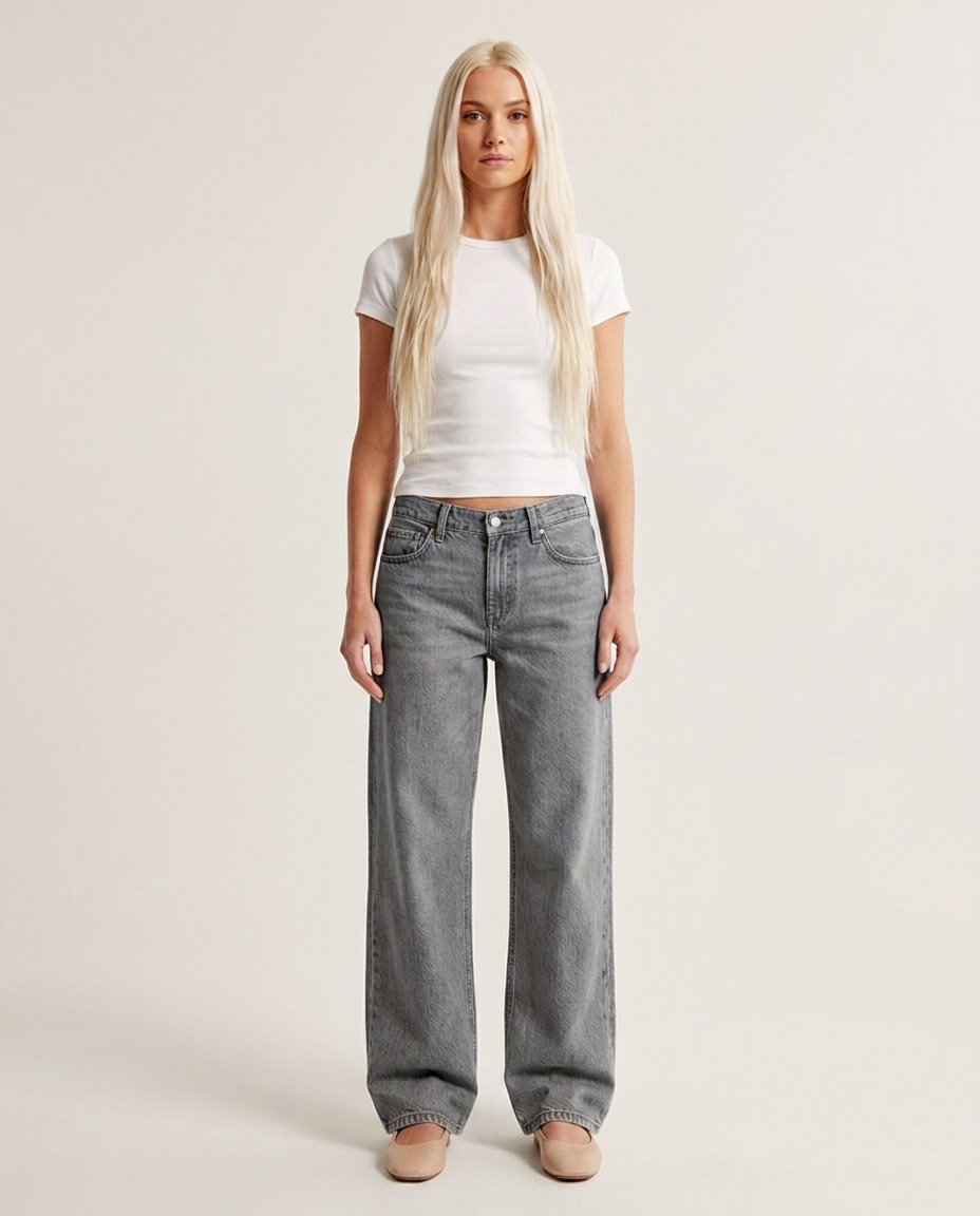 Bella Novelle jeans met wijde pijp in grijs