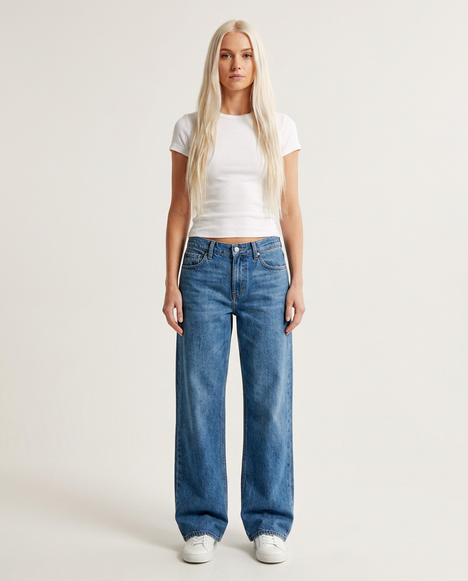 Bella Novelle jeans met wijde pijp in blauw, vooraanzicht