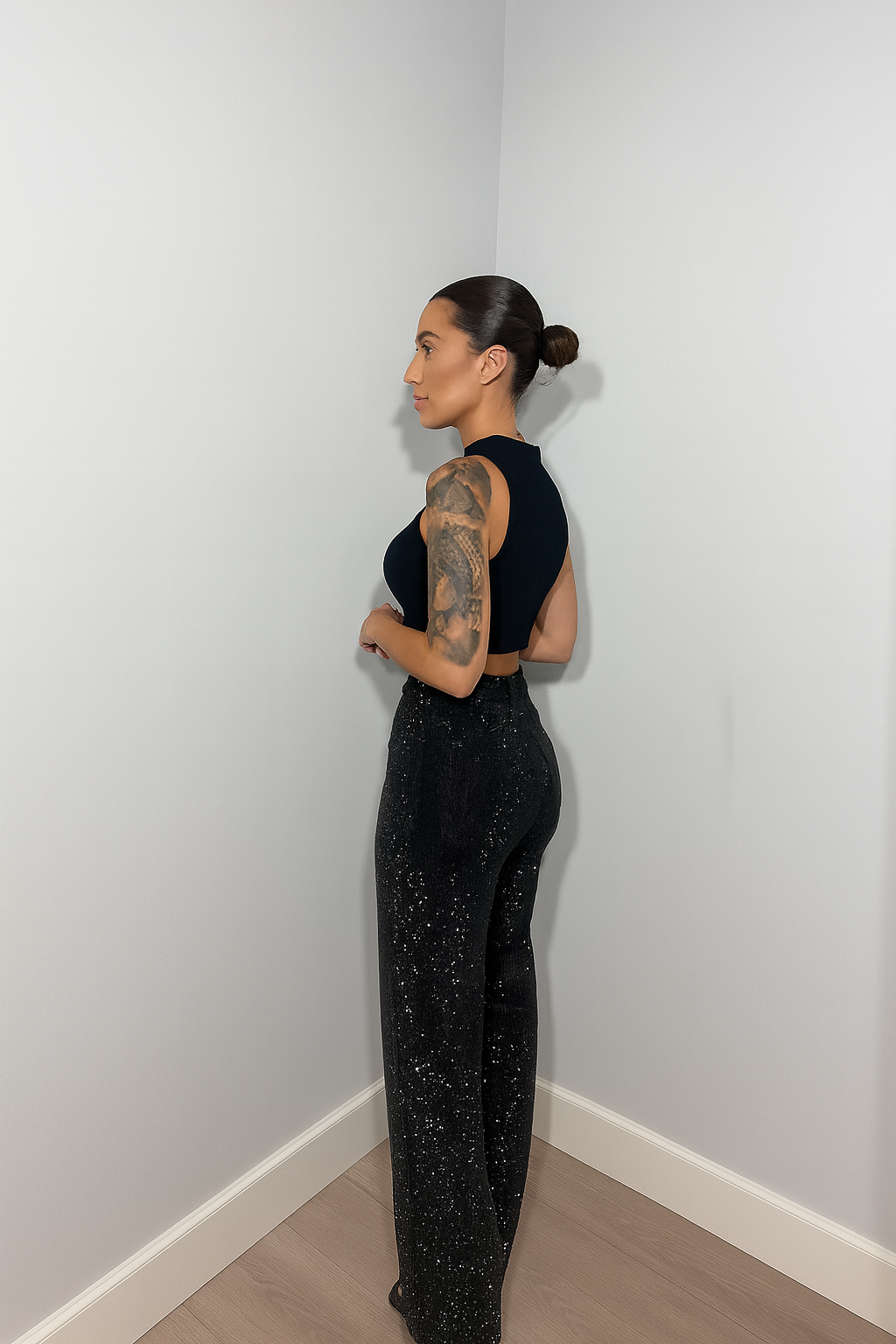 Bella Novelle wide leg jeans met glitter, productfoto
