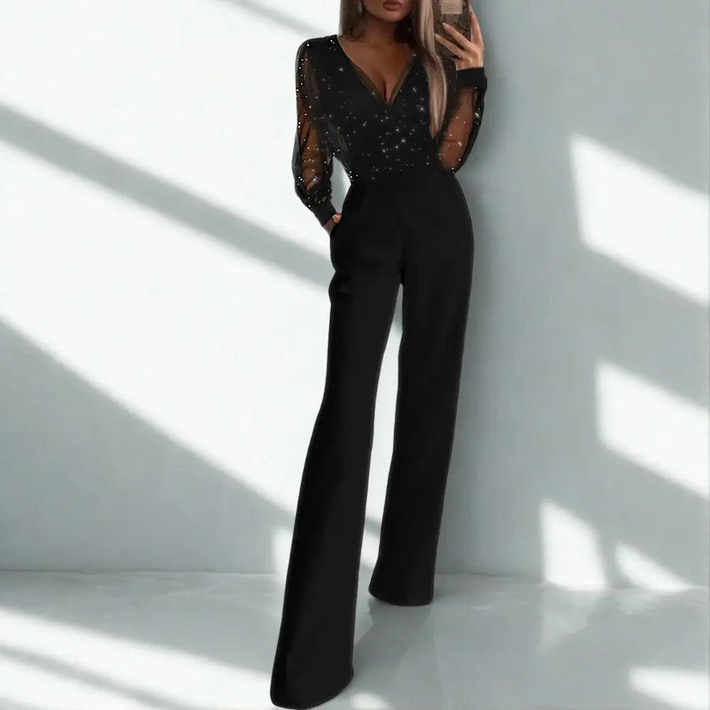Bella Novelle mouwloze jumpsuit met glitter top, productfoto