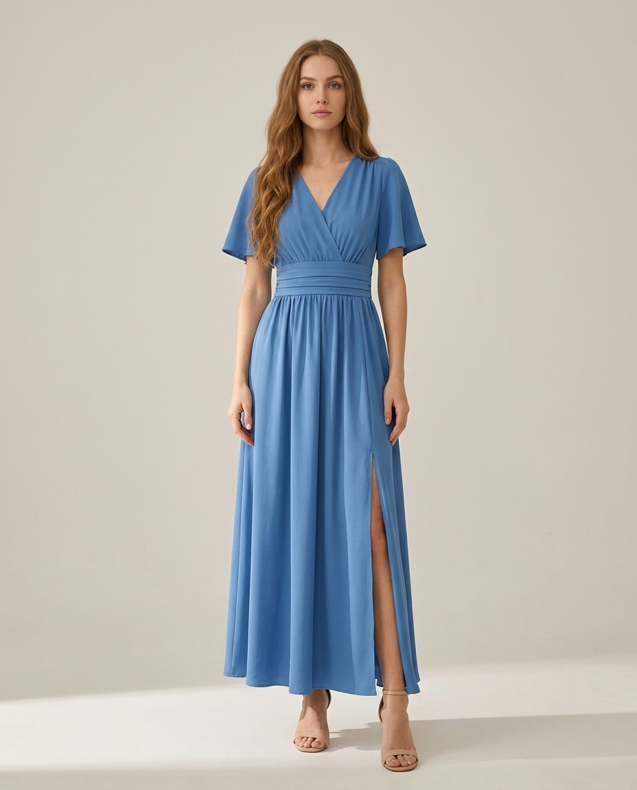Jurk casual elegant blauw vooraanzicht