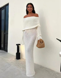 Bella Novelle gebreide off-shoulder maxi-jurk dames, productfoto 5