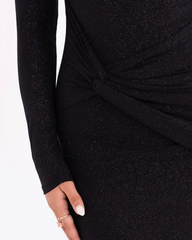 Bella Novelle glinsterende off-shoulder maxi-jurk voor dames, productfoto