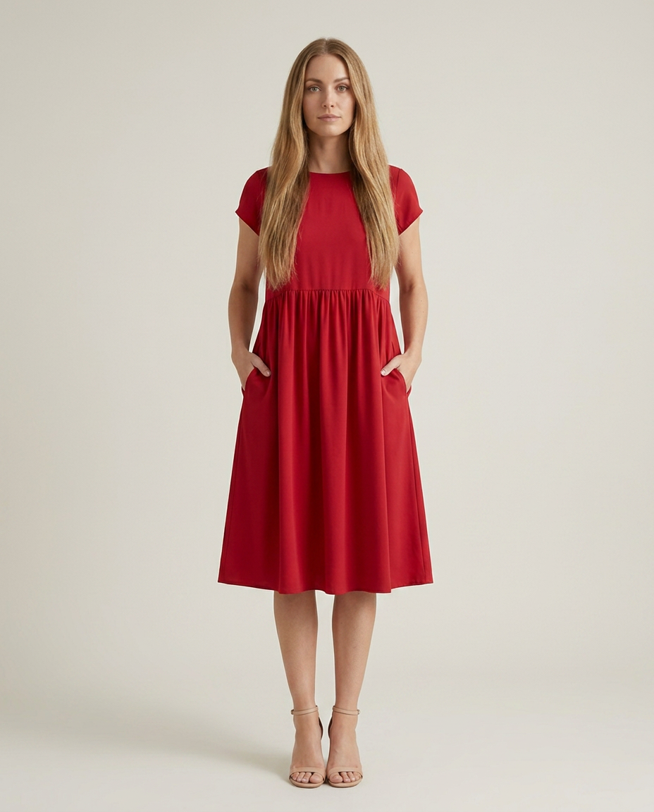 Bella Novelle vloeiende jurk in rood