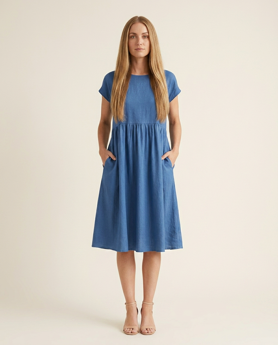 Bella Novelle vloeiende jurk in blauw