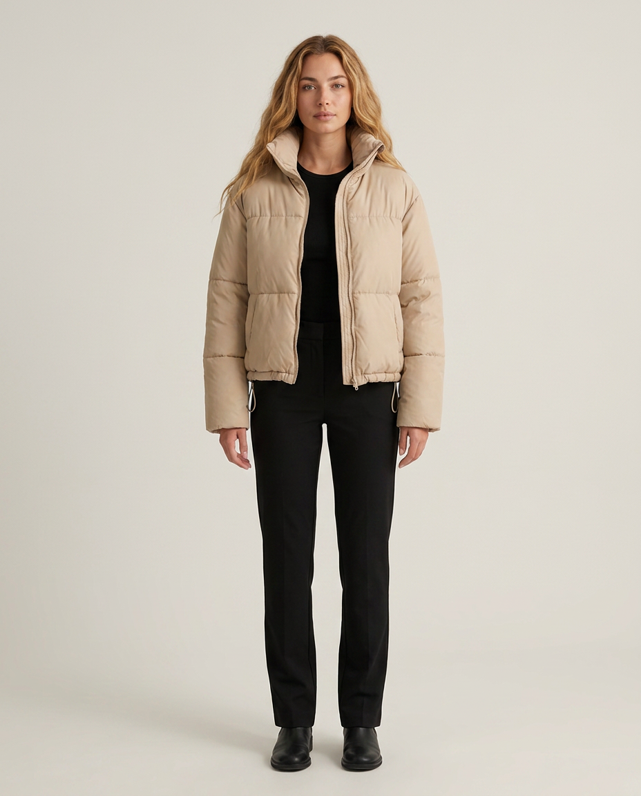 Bella Novelle korte puffer jas in beige