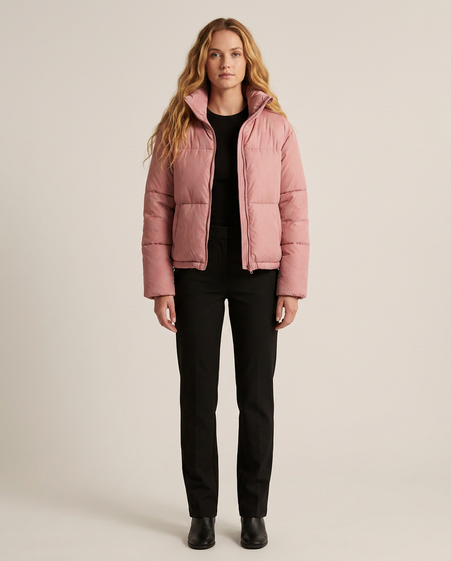 Bella Novelle korte puffer jas in oudroze