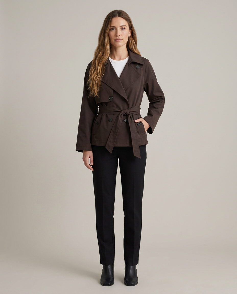 Bella Novelle korte trenchcoat, staand