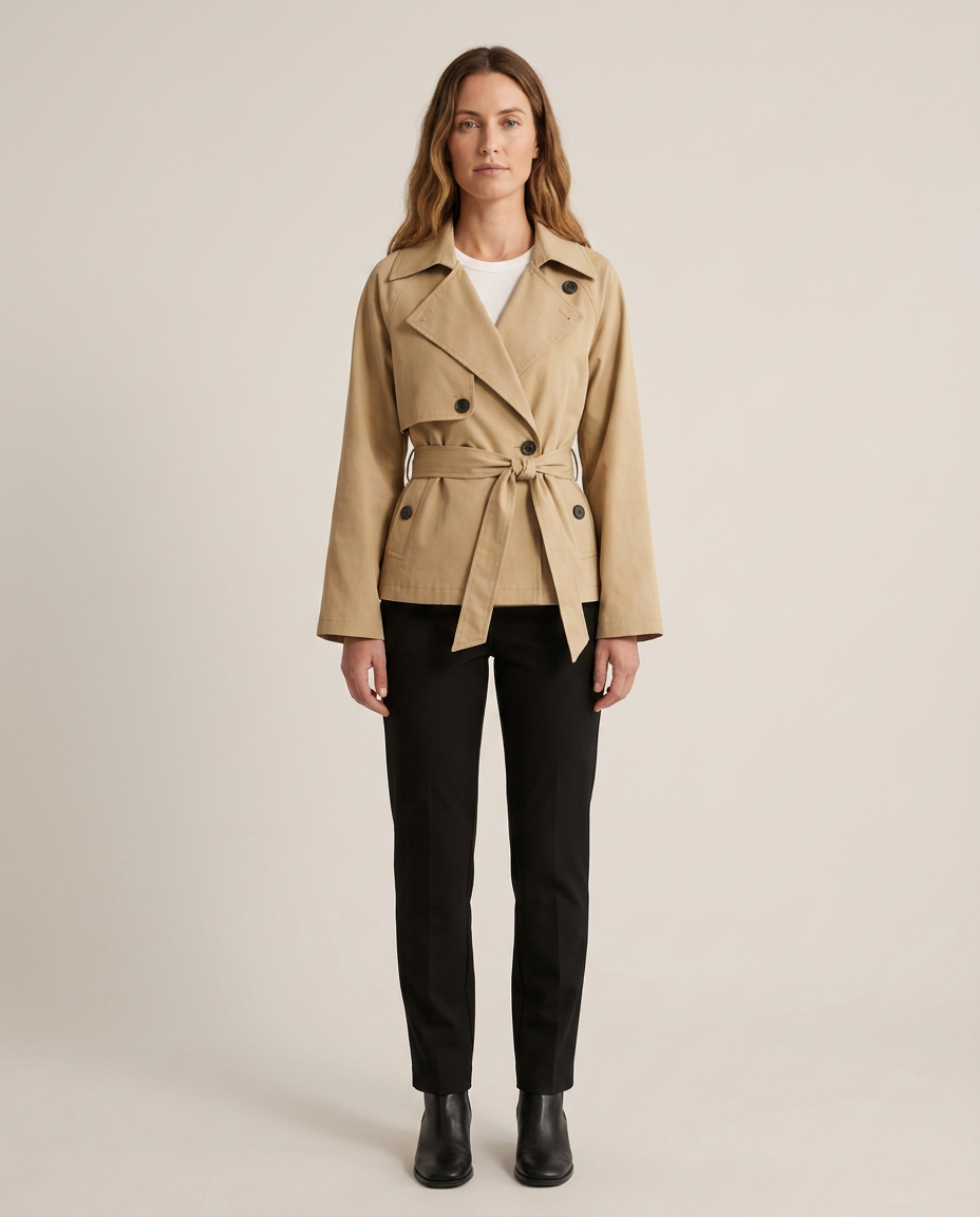 Bella Novelle korte trenchcoat in beige