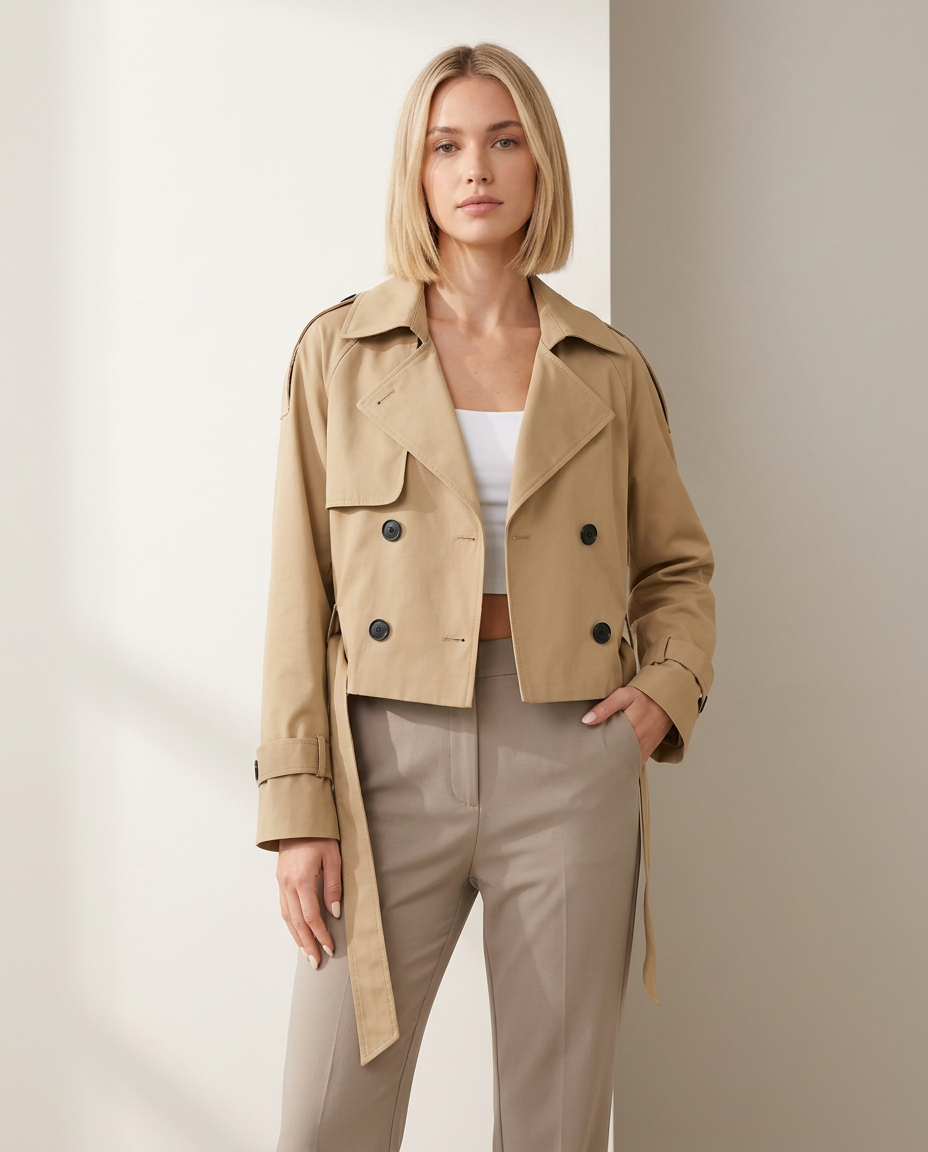 Bella Novelle korte trenchcoat, staand