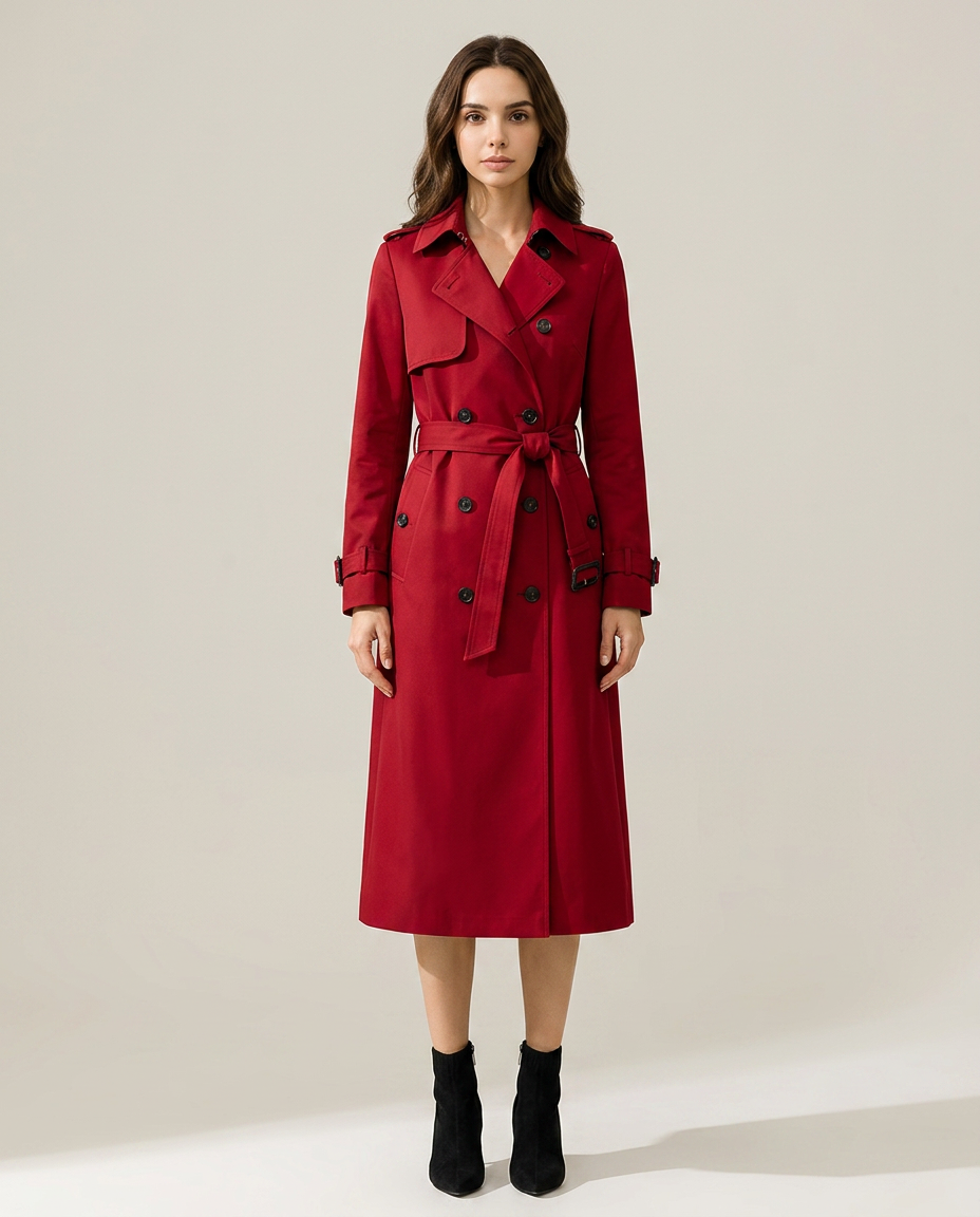 Bella Novelle lange trenchcoat in rood