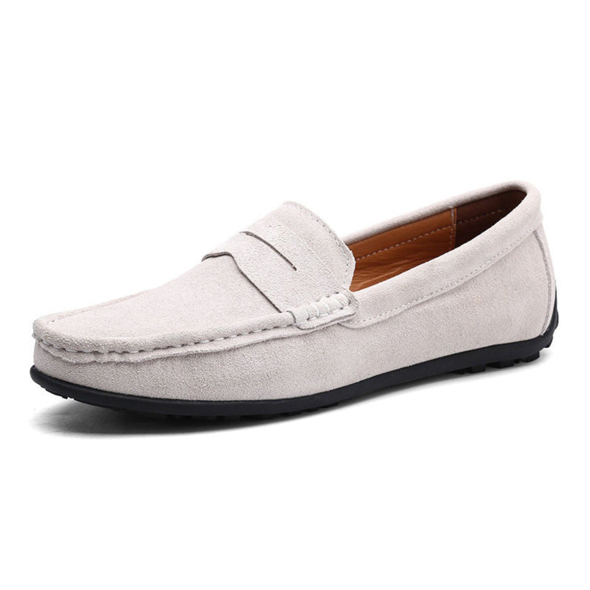 Bella Novelle suède loafers voor dames in lichtgrijs