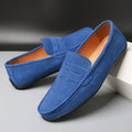 Bella Novelle suède loafers voor dames in koningsblauw