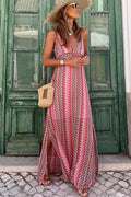 Bella Novelle boho maxi jurk met halternek en print in rood