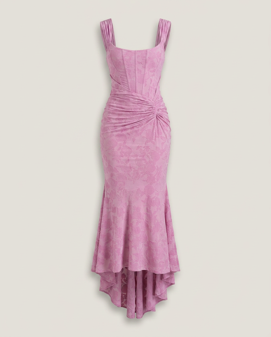Maxi-jurk met korsetlijf in roze - productfoto