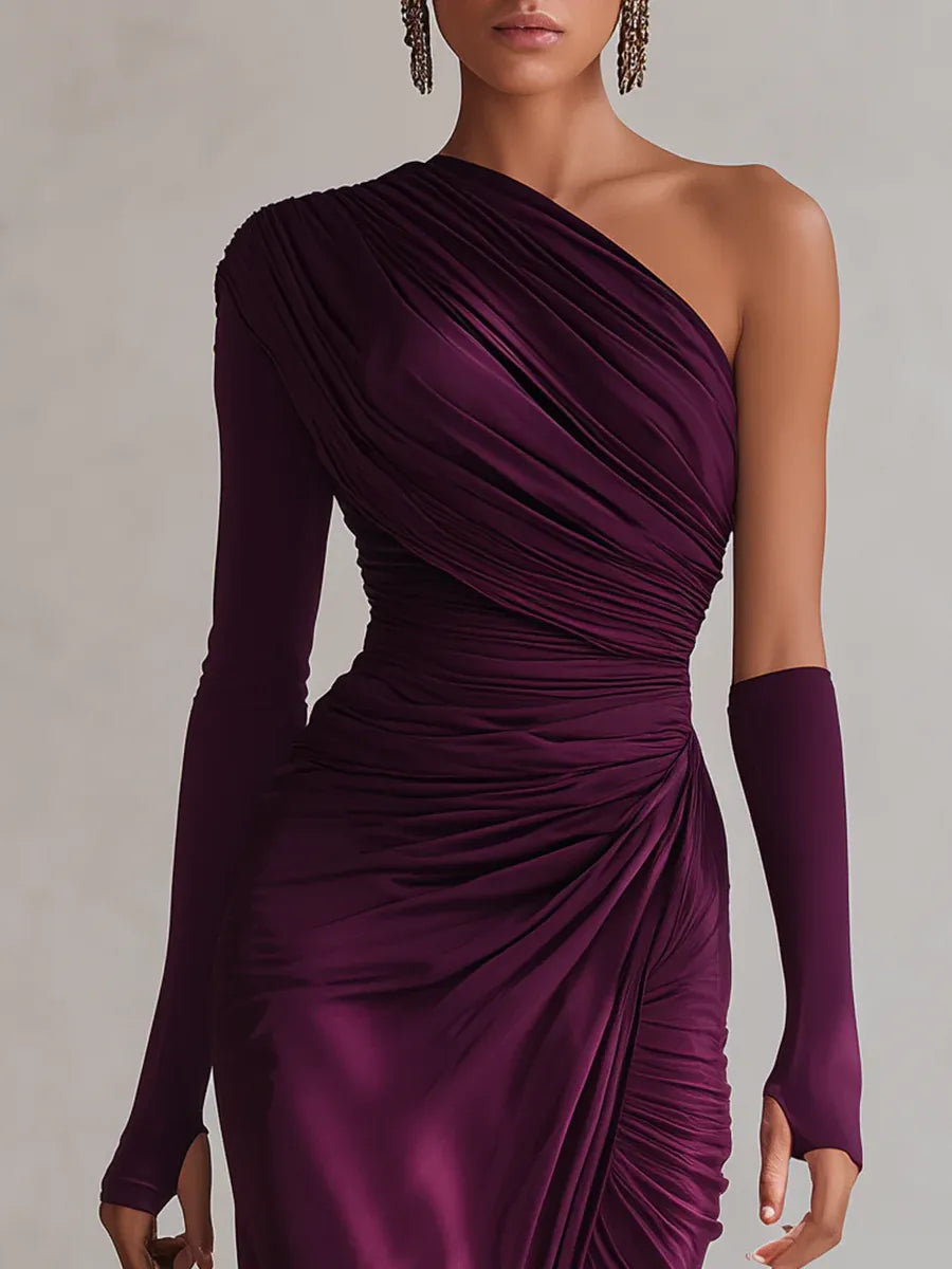 Bella Novelle one-shoulder maxi jurk met split, productfoto