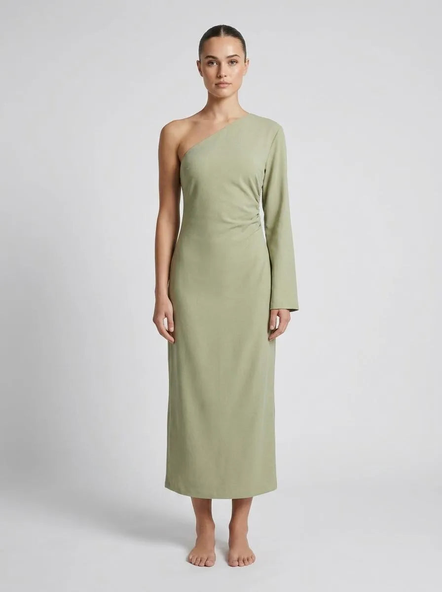 Bella Novelle one-shoulder maxi jurk, vooraanzicht