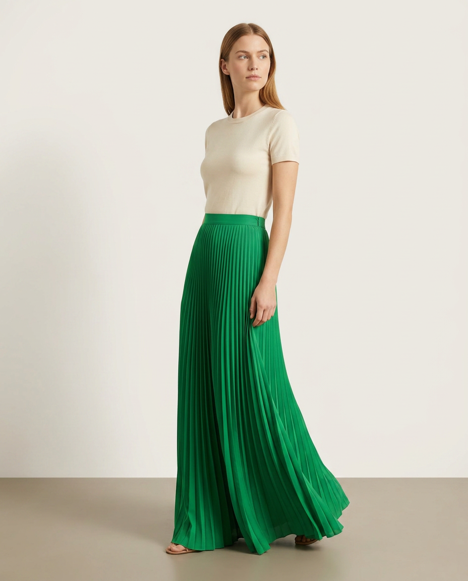 Bella Novelle maxi rok plissé, zijaanzicht