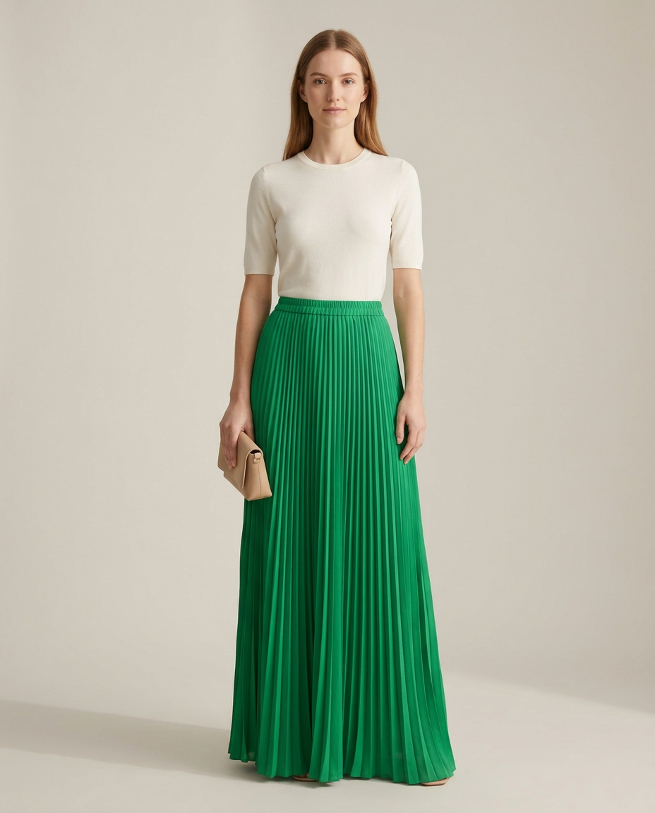Bella Novelle maxi rok plissé, vooraanzicht