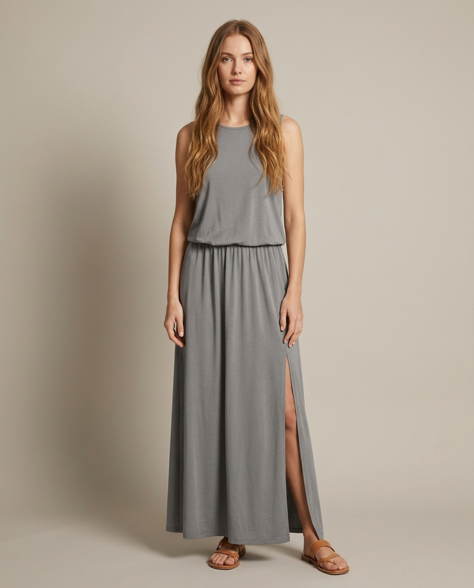 Boho maxi-jurk grijs