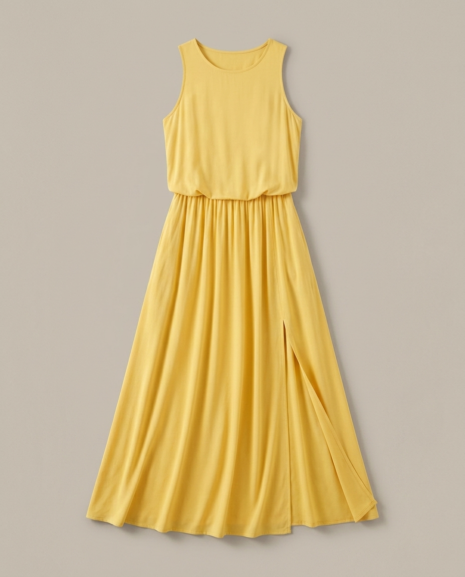 Boho maxi-jurk geel - productfoto