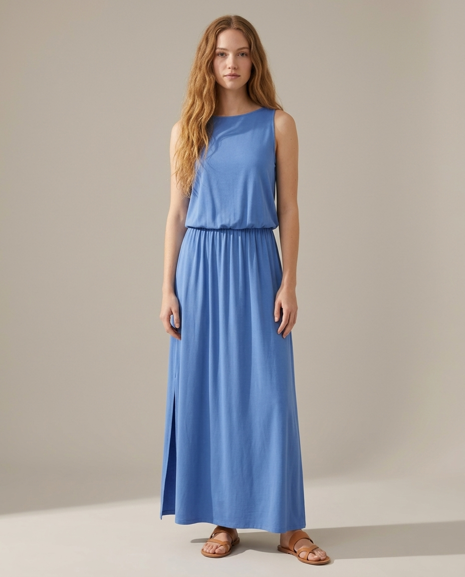 Boho maxi-jurk blauw