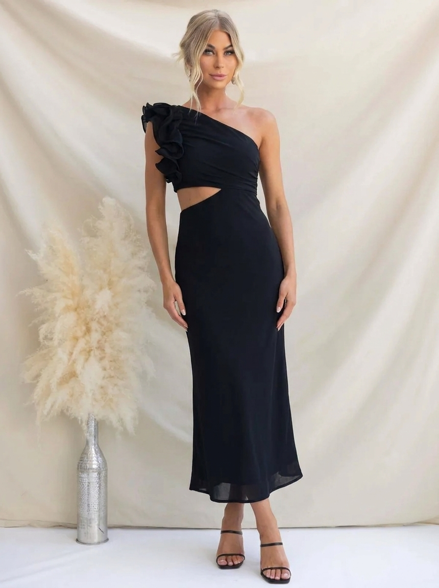 Bella Novelle maxi-jurk in Zwart