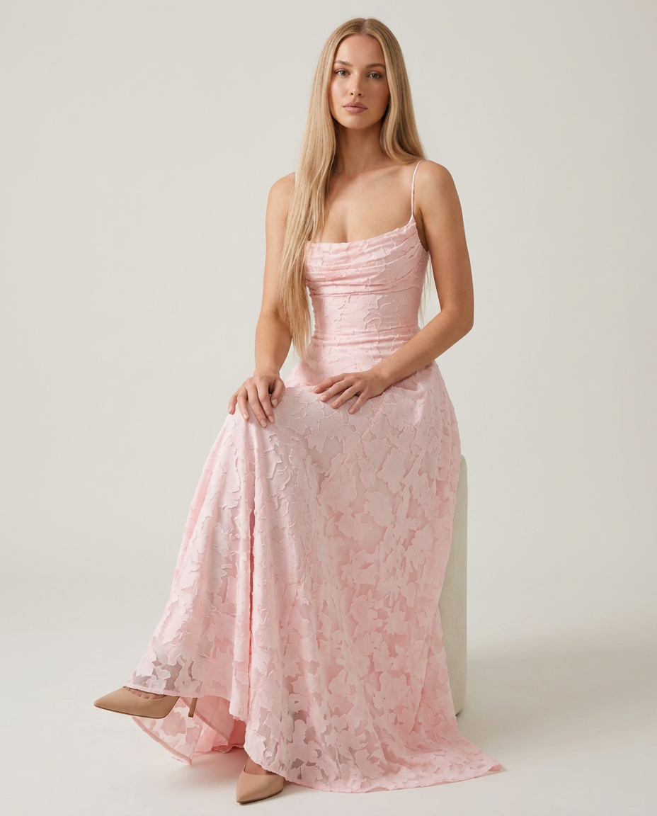 Bella Novelle maxi-jurk met bloemenprint, zittend