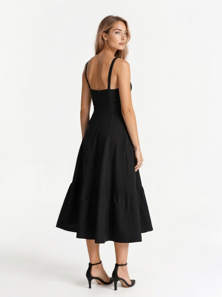 Bella Novelle midi jurk met korsetlijfje en split, productfoto