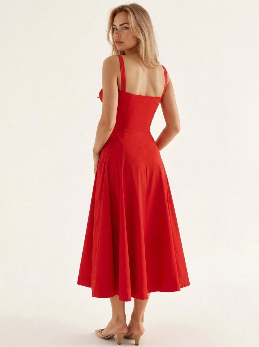 Bella Novelle midi jurk met korsetlijfje en split, productfoto