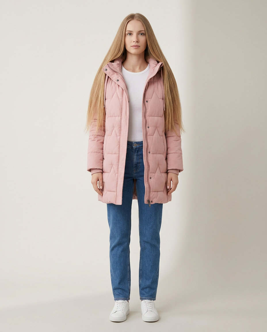 Bella Novelle gewatteerde puffer jas in roze