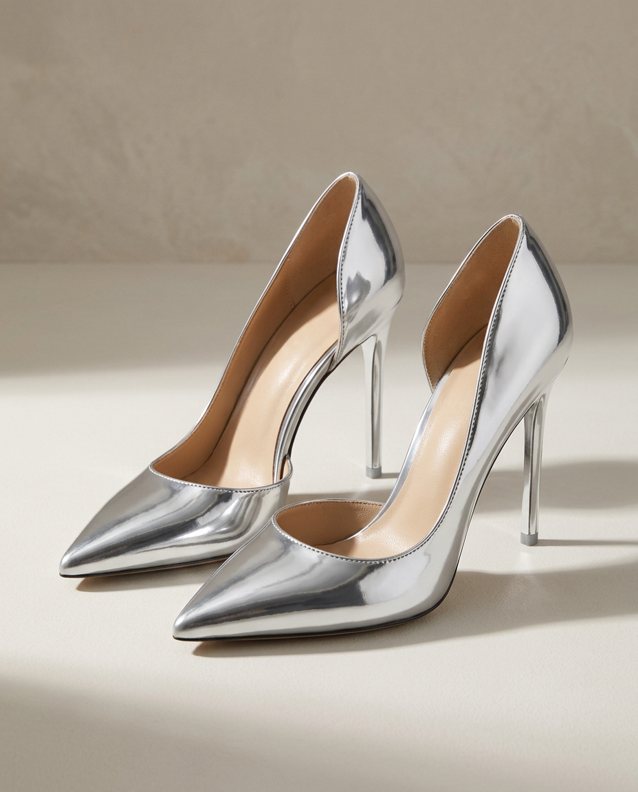 Zilveren pumps met naaldhak