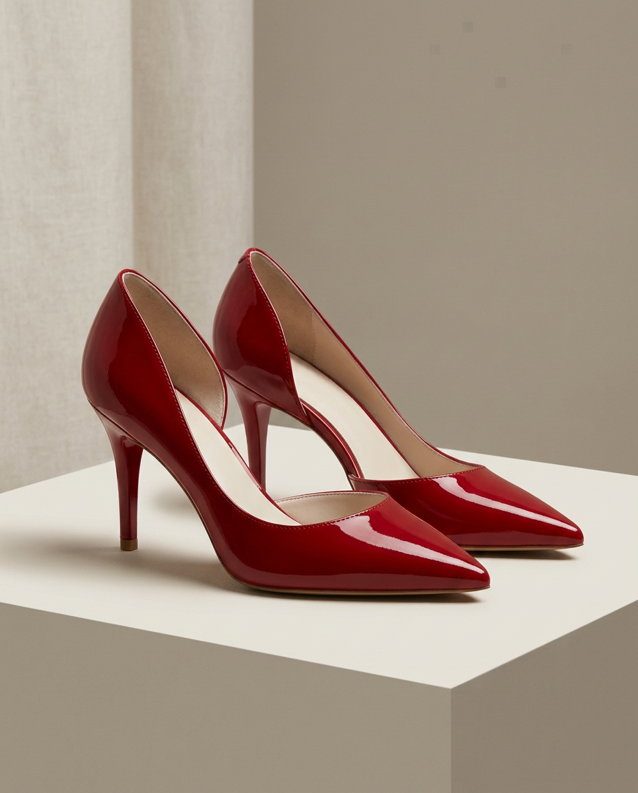 Rode pumps lakleerlook met hak van 7,5 cm