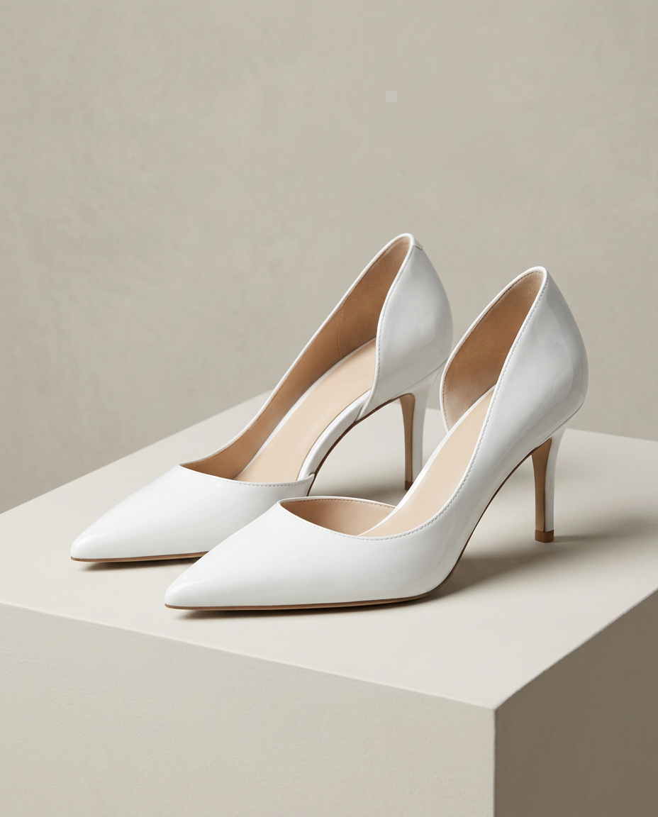 Witte pumps lakleerlook met hak van 7,5 cm