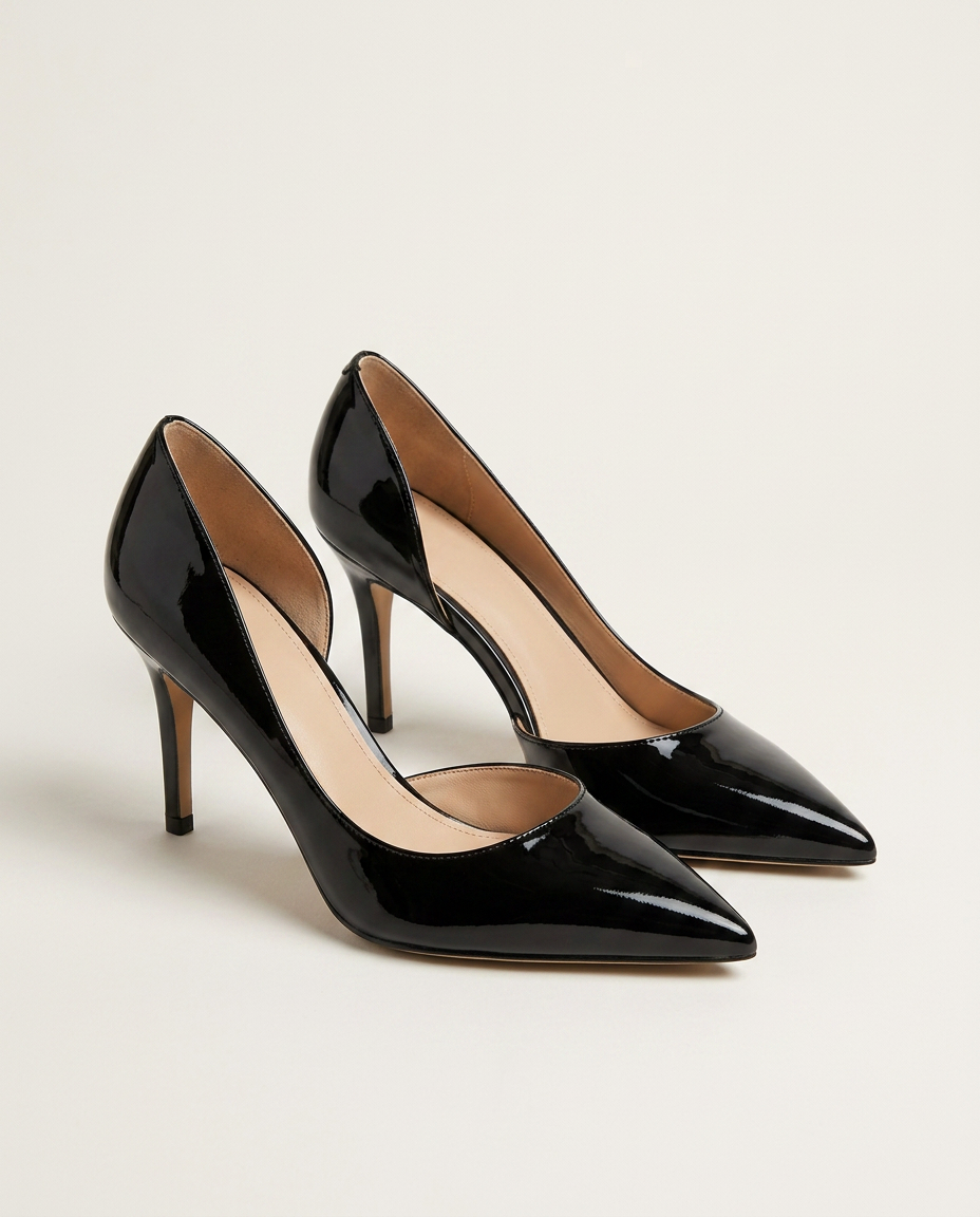 Zwarte pumps lakleerlook met hak van 7,5 cm