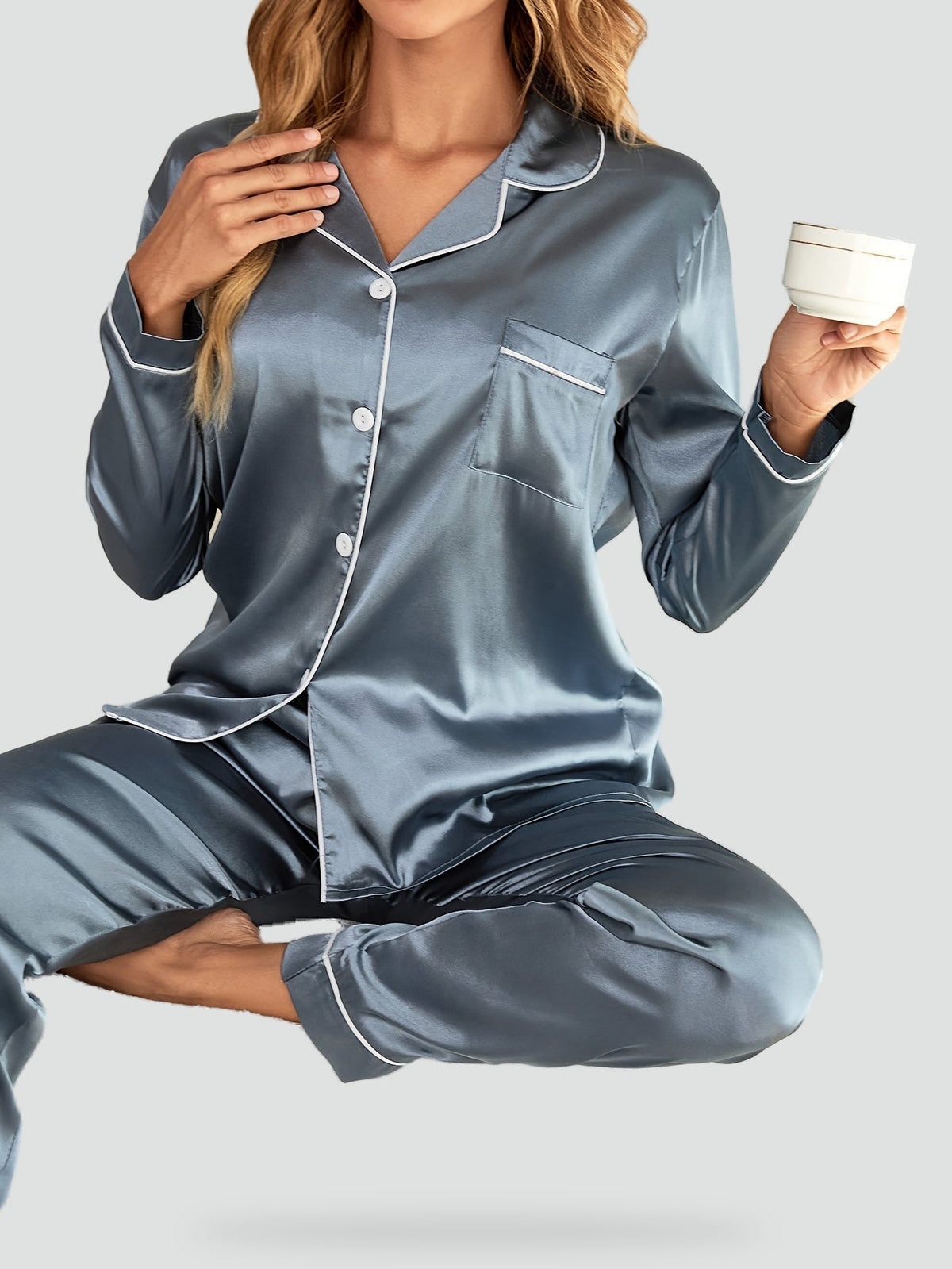Bella Novelle pyjama in Staalblauw