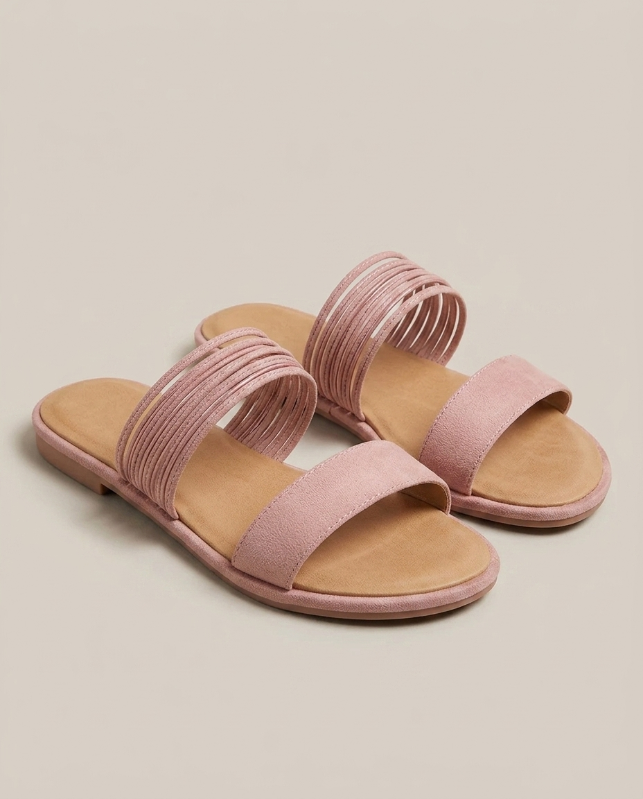 Bella Novelle instapsandalen in suèdelook in roze