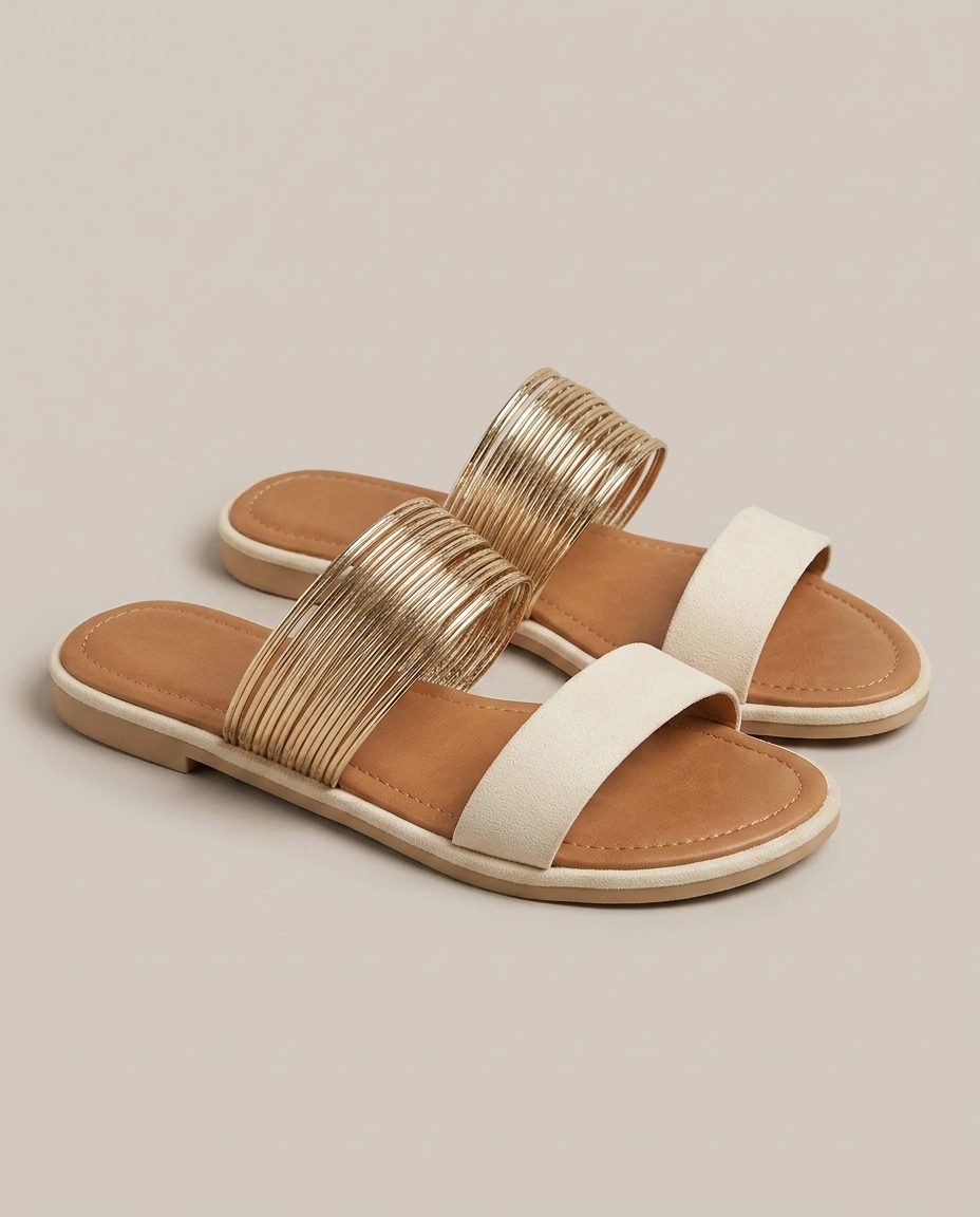 Bella Novelle instapsandalen in suèdelook in crèmewit