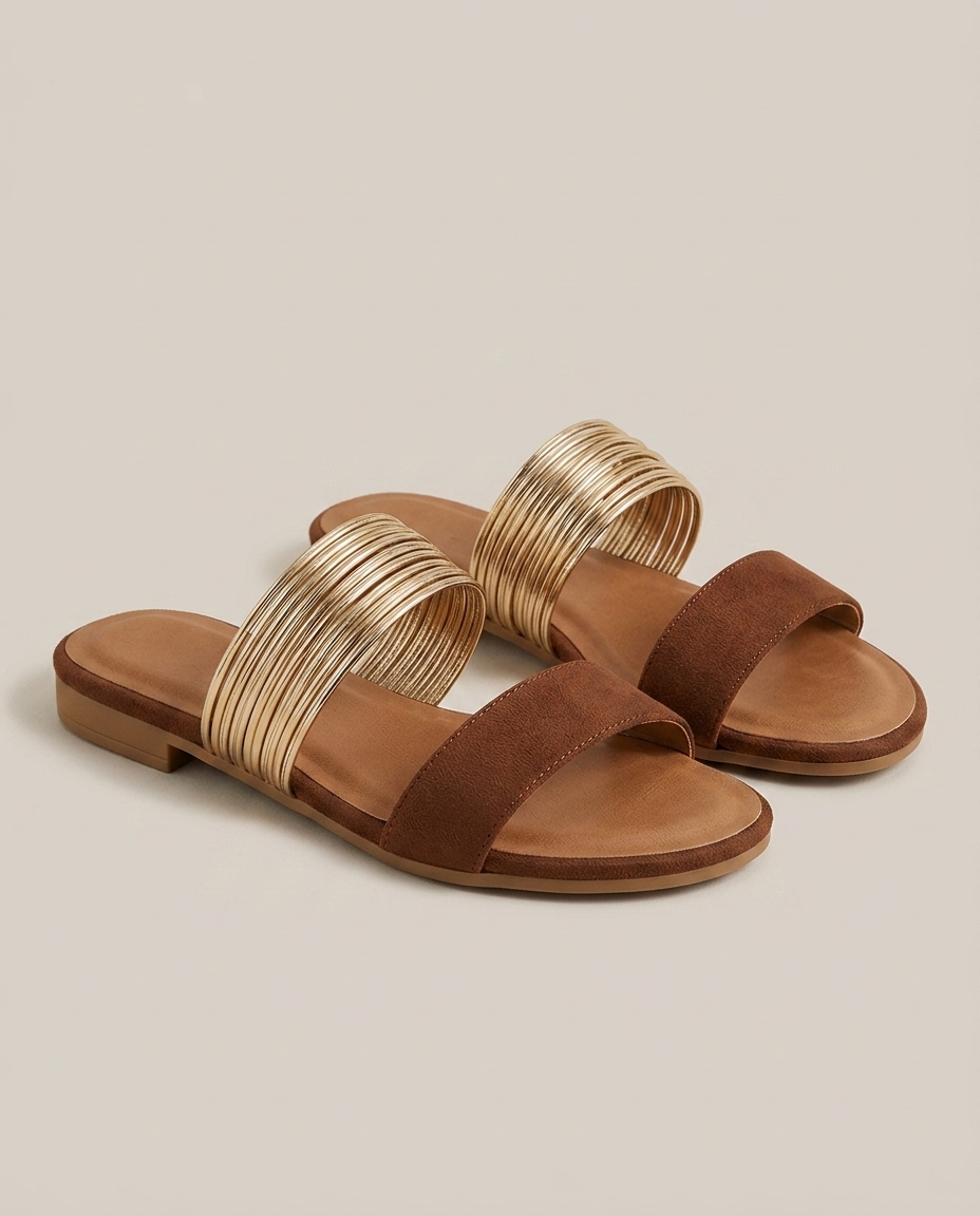 Bella Novelle instapsandalen in suèdelook in kastanjebruin