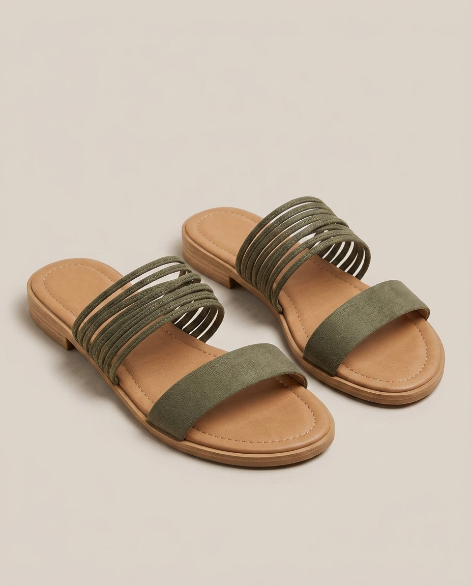 Bella Novelle instapsandalen in suèdelook in khaki