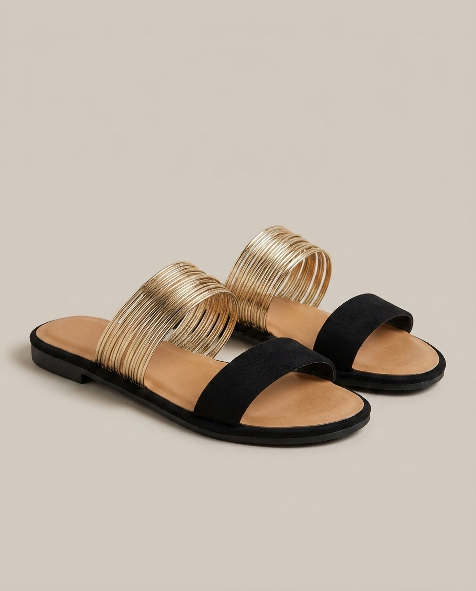 Bella Novelle instapsandalen in suèdelook in zwart, productfoto