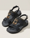 Bella Novelle comfortsandalen met bloemdetail in antraciet, productfoto