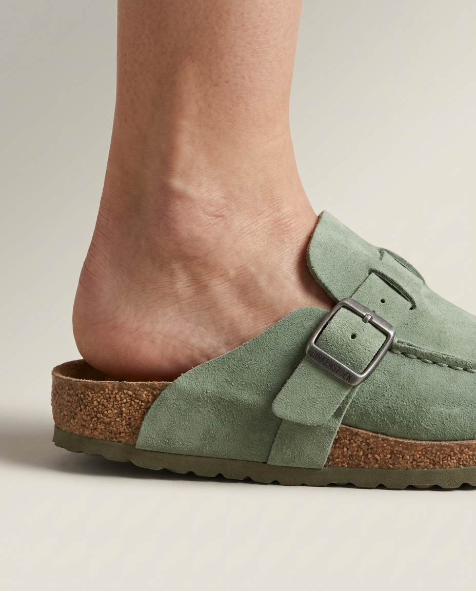 Bella Novelle sandalen, detail van de gesp en het gevormde voetbed