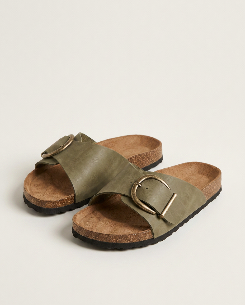 Bella Novelle sandalen met verstelbare gespen in khaki