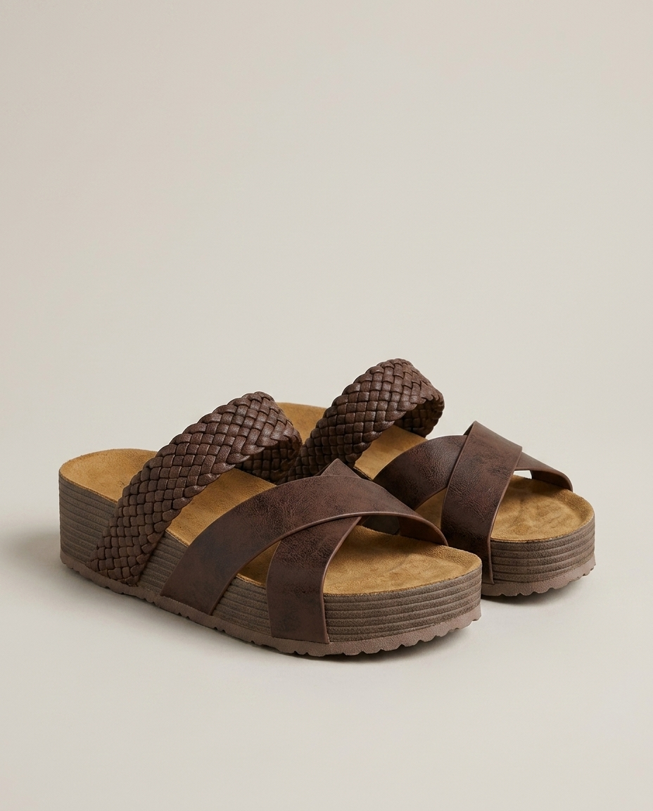 Bella Novelle plateausandalen in bruin, productfoto