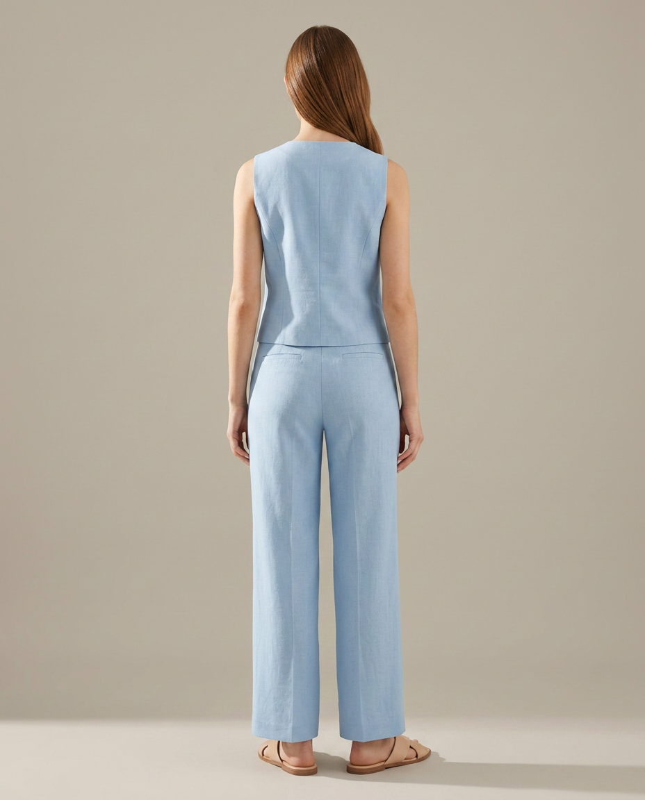 Bella Novelle gilet en broek set linnenmix, achteraanzicht