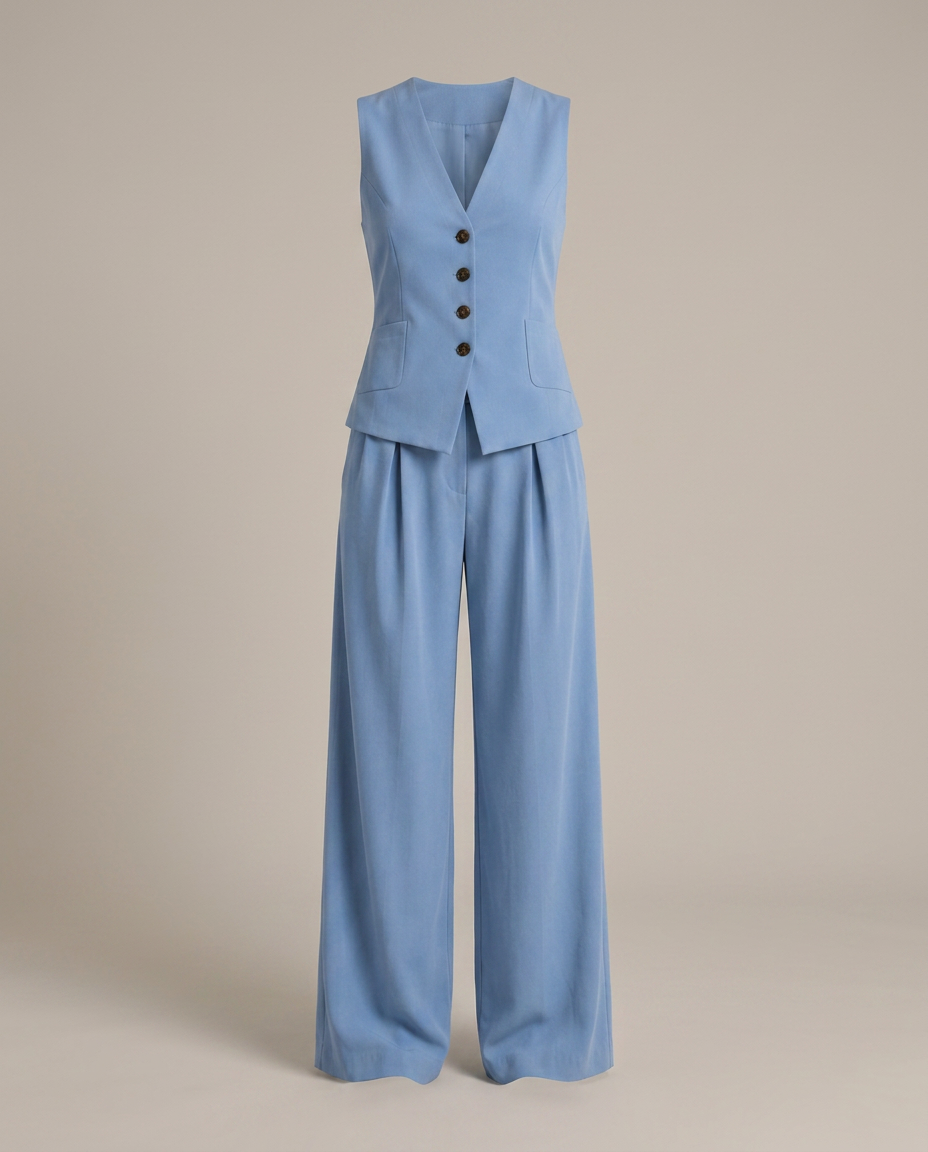 Bella Novelle gilet en broek set linnenmix, productfoto